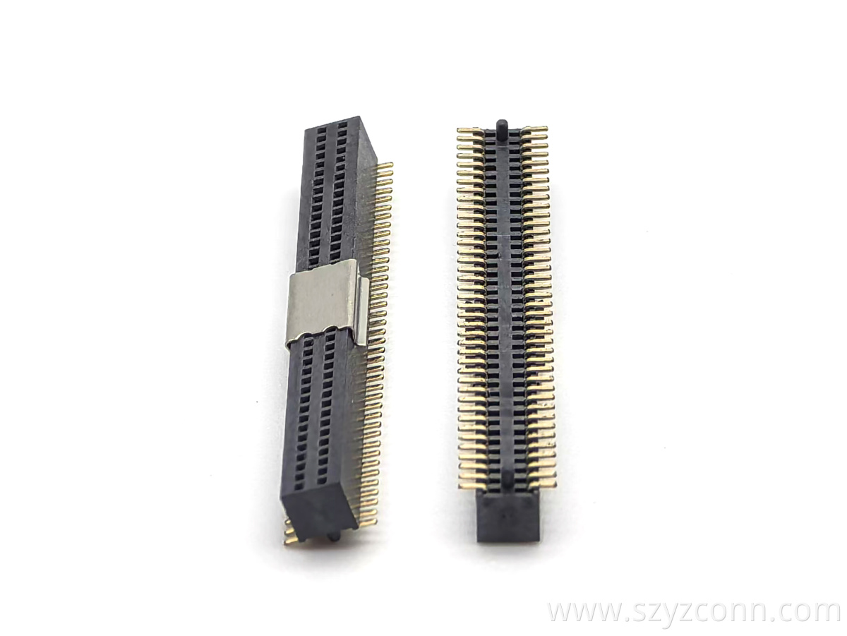 0.8mm Pitch Female Header with Dual Rows SMT H3.1mm 2*40P Brass Contact Material and Nylon Housing for PCB Application 0.8mm Pitch Female Header with Dual Rows SMT H3.1mm 2*40P Brass Contact Material and Nylon Housing for PCB Application